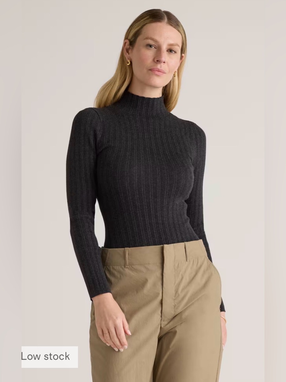 Quince Cotton Cashmere Ribbed Turtleneck Bodysuit